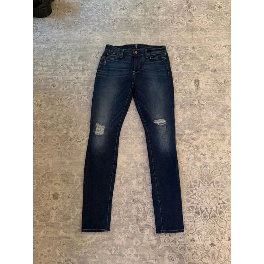 7 For All Mankind Skinny Jeans with Knee Distress :)
